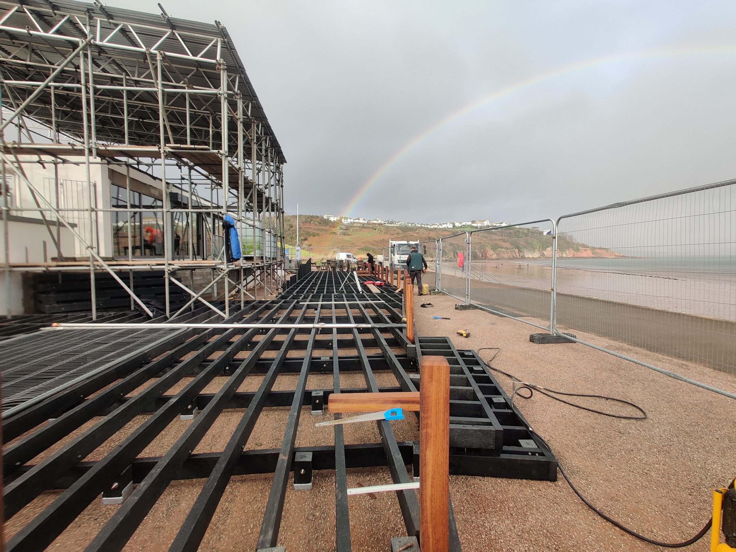 recycled joists and beams . decking substructure